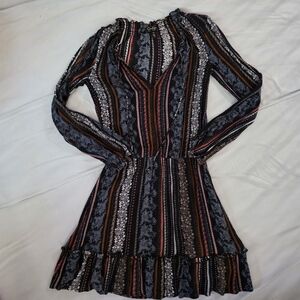 Jessica Simpson Women’s Long-Sleeve Striped Boho Dress - Navy/Multi, Size XS